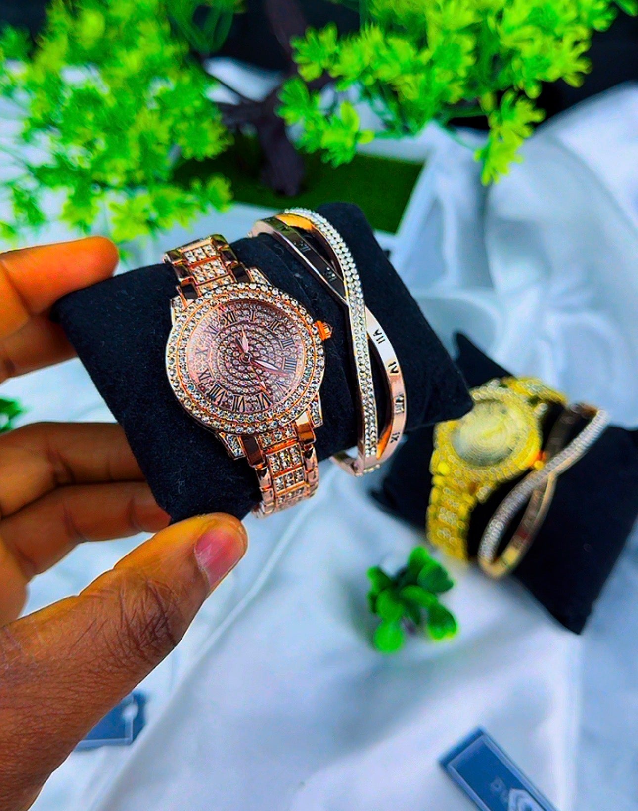 Diiddam Quality 2pc Fashion Wristwatch & Bracelet Set Quartz Watches For Women