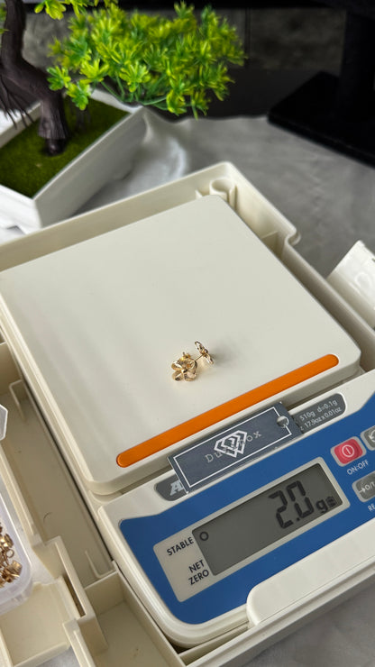 18K Solid Gold Textured Stud Earrings – Floral, Greek Key Clover & Bow Statement Stud Earrings (Pick Your Style) | 1.5 - 2.0g