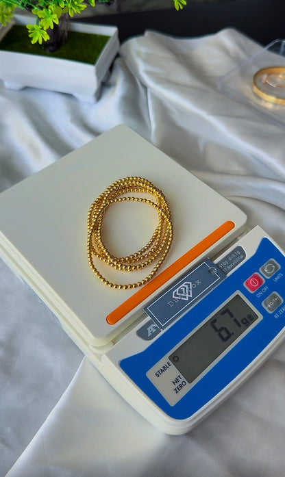 18K Solid Gold Stretchable Bangle (Shiny) | 0.9g & 1.3g | Small to Medium Wrists