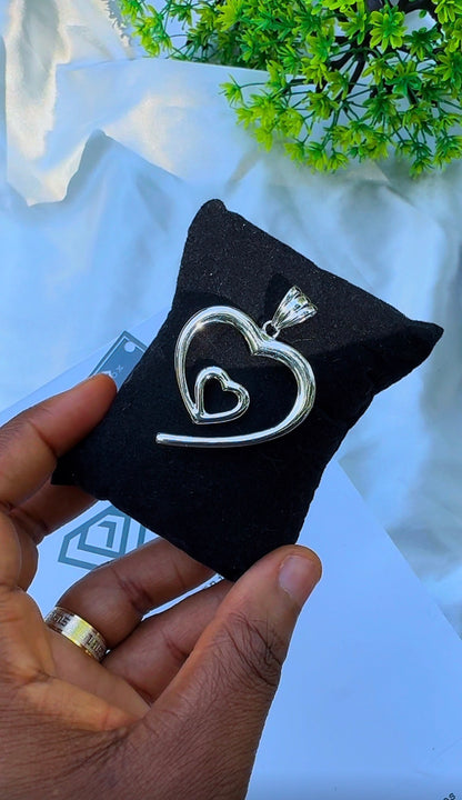 18K Solid Gold Double Heart Pendant (2.4g) | Open Heart-in-Heart Charm⁠ | Yellow & White Gold (Extra)