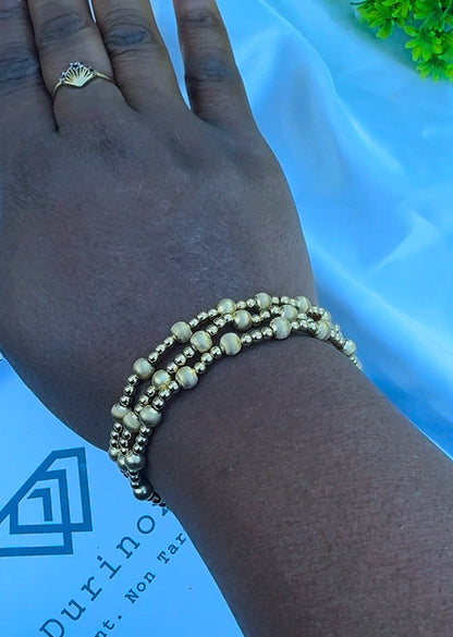 18ct Solid Gold Ball Bracelet | Stretchable Bangle | 2.5g (Extra)