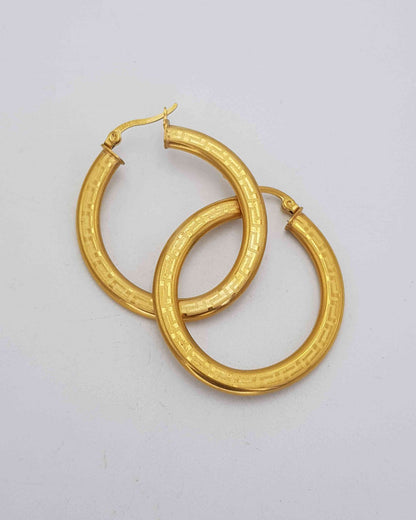 Dera Chunky Hoop Italian Gold Plated Earrings Non Tarnish Hypoallergenic