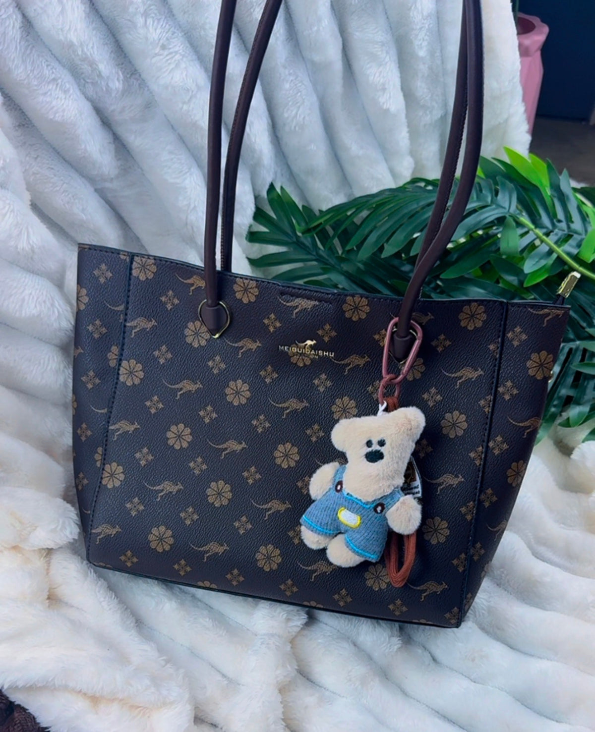 MEIELIDAI SHU Floral & Kangaroo Print Tote Bag  | LARYZ Everyday 041 | Big