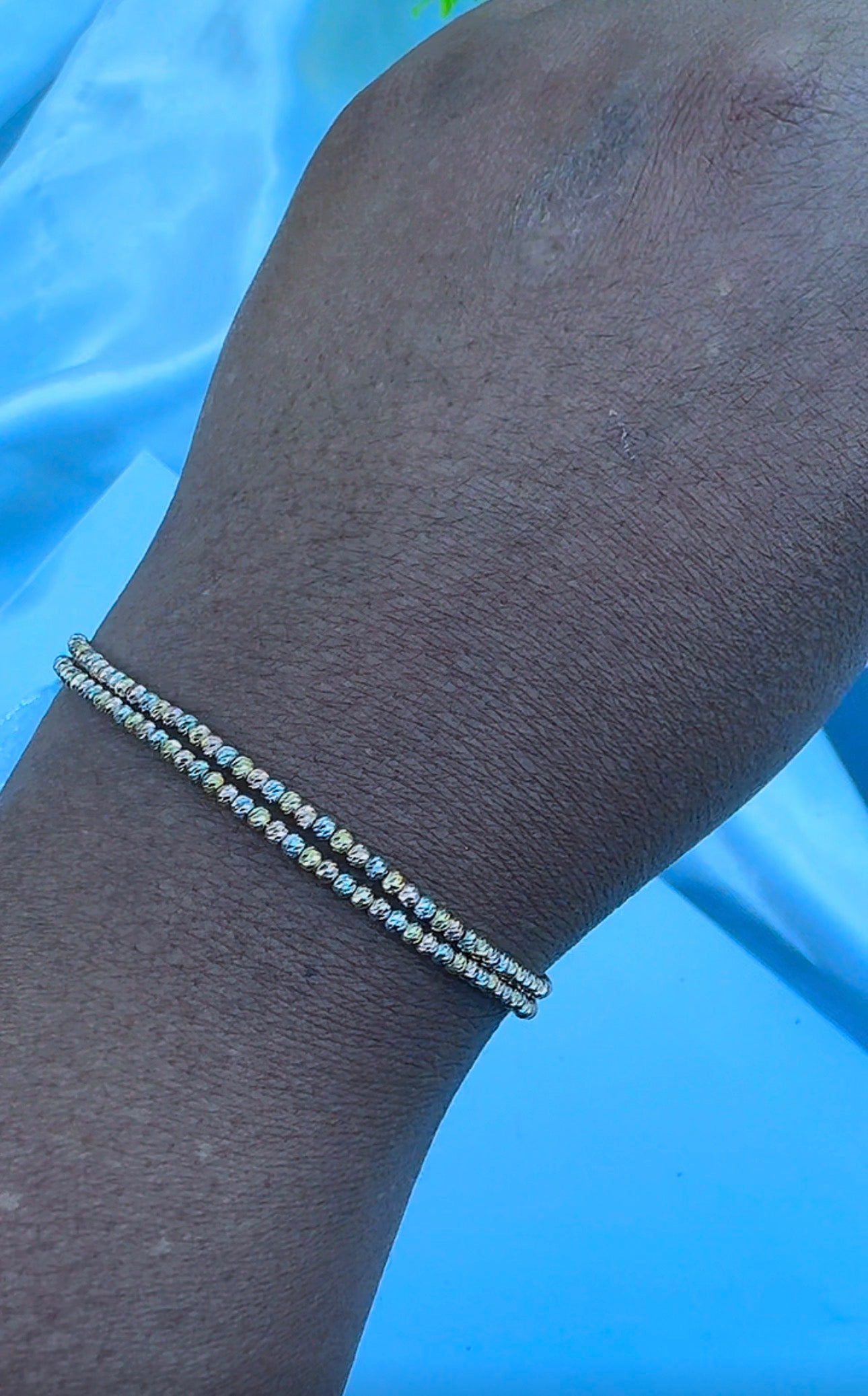 18K Solid Gold Diamond Cut Bracelets | 7.5 Inches