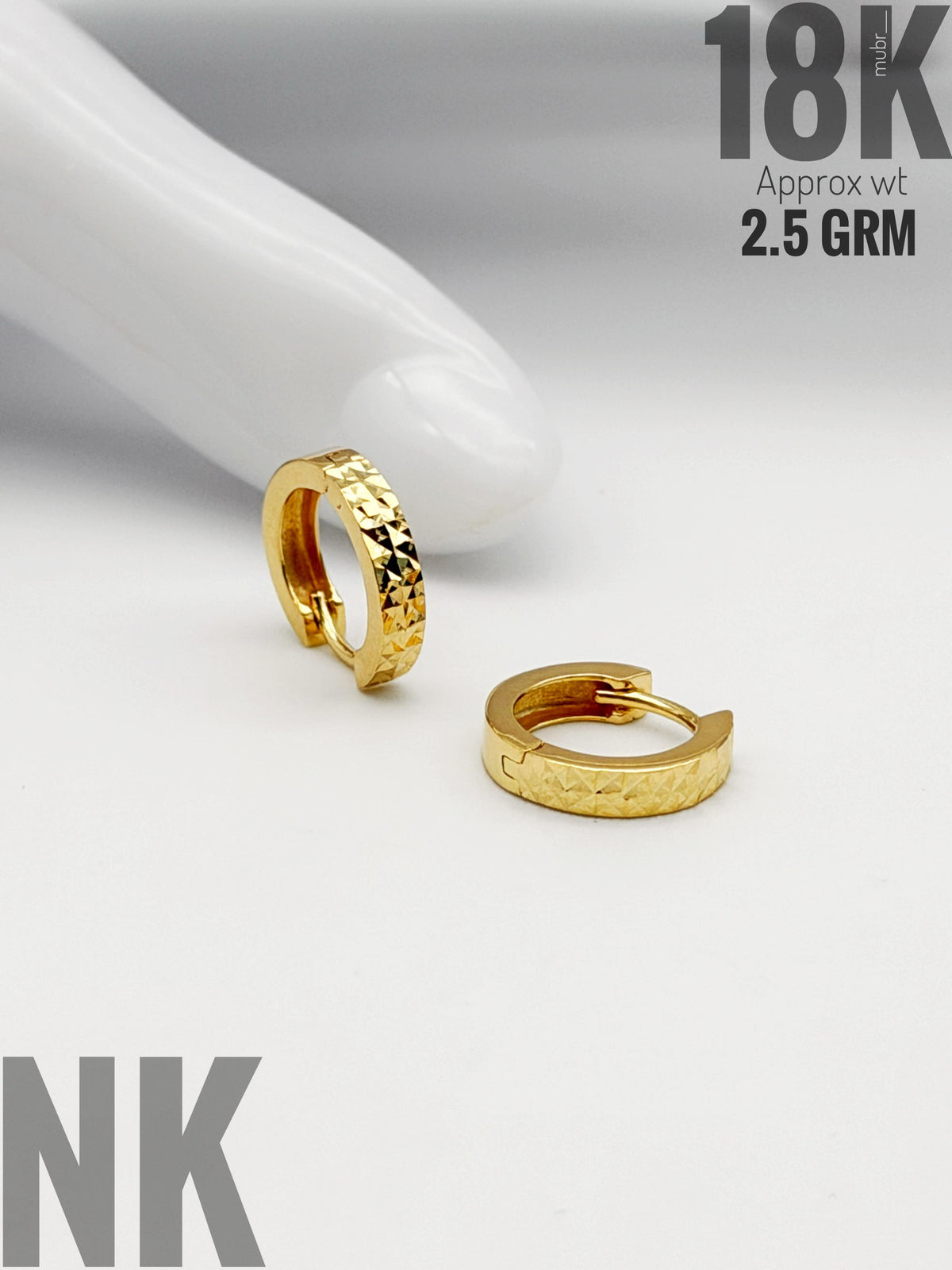 18ct Genuine Gold Hoop Earrings - 2.7g