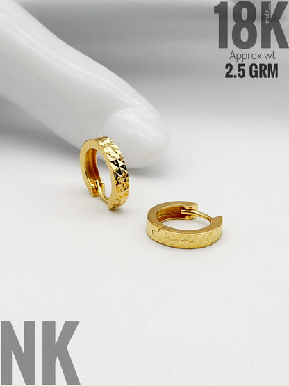 18ct Genuine Gold Hoop Earrings - 2.7g