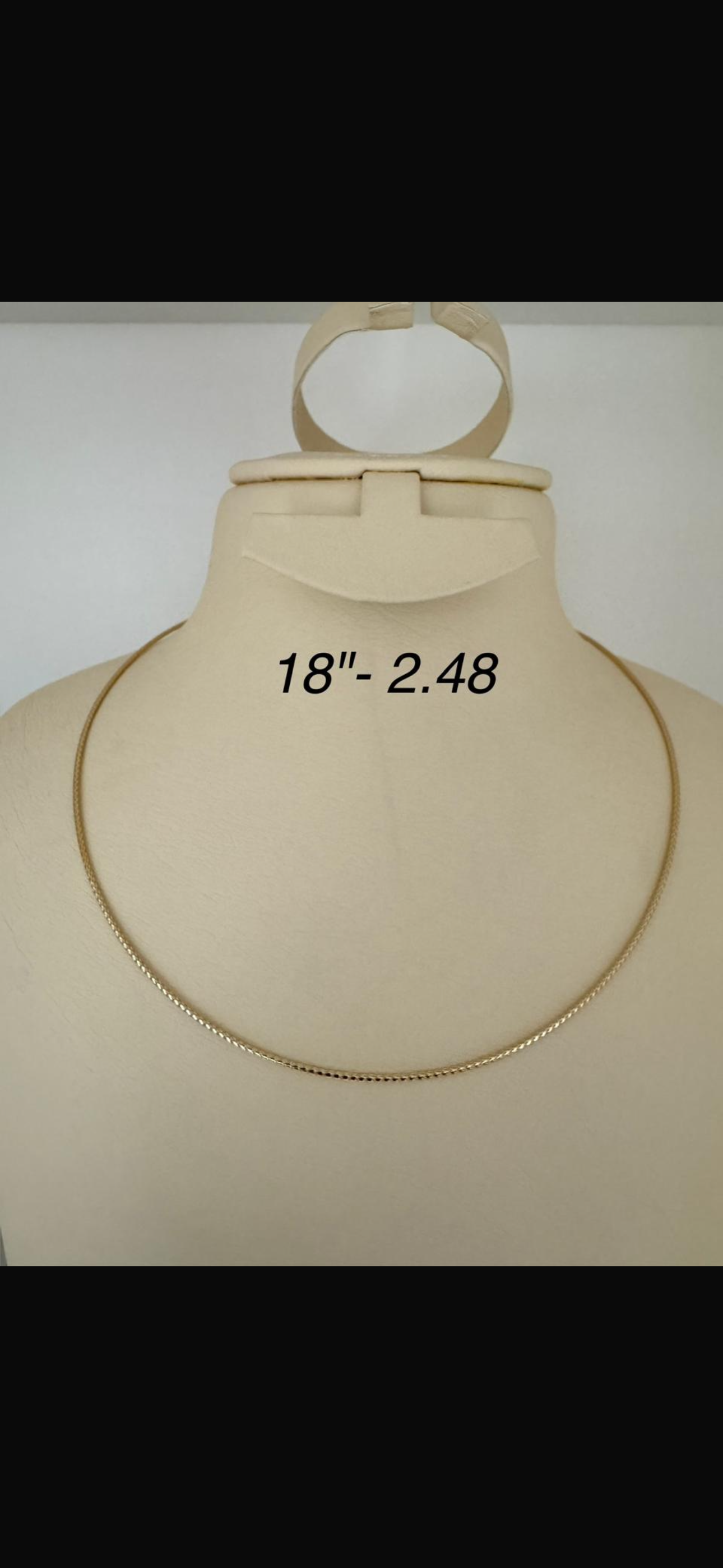 18K Solid Gold Chord Chain Necklace | 18 Inches | 2.5g (Extra)