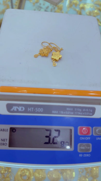 21K Solid Gold EarCuff Drop Earrings | 3.2g