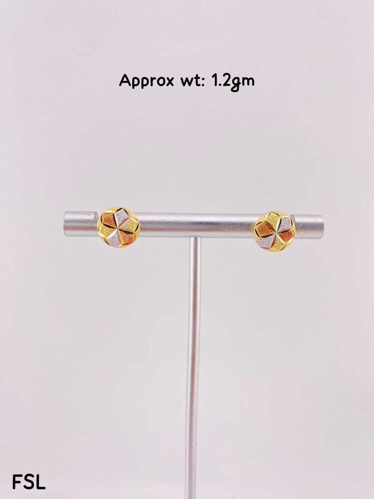 Degems 18ct Real Gold Pin Stud Earrings