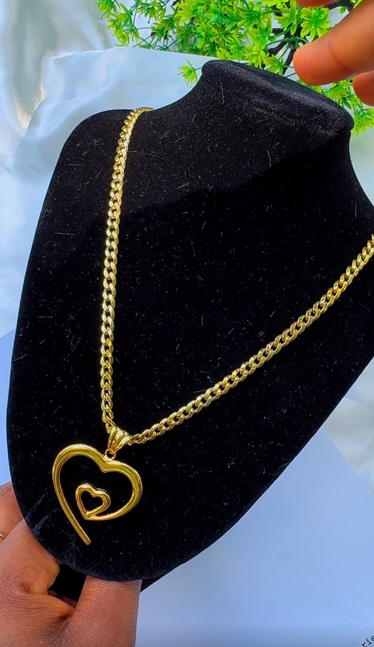 18K Solid Gold Double Heart Pendant (2.4g) | Open Heart-in-Heart Charm⁠ | Yellow & White Gold (Extra)