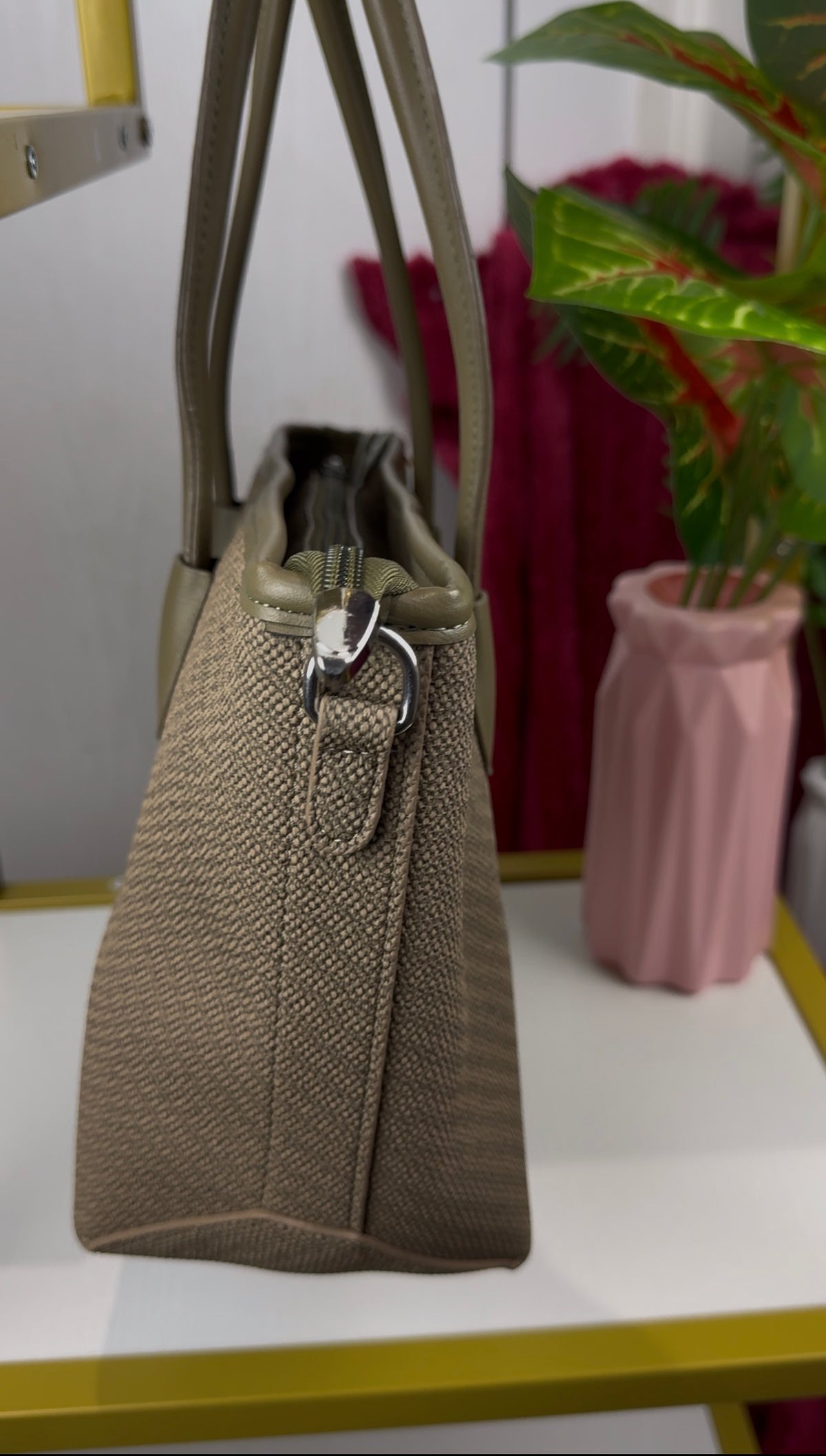 Olive Green Textured Fabric Tote Bag {Big} | LARYZ Everyday 012 | Big