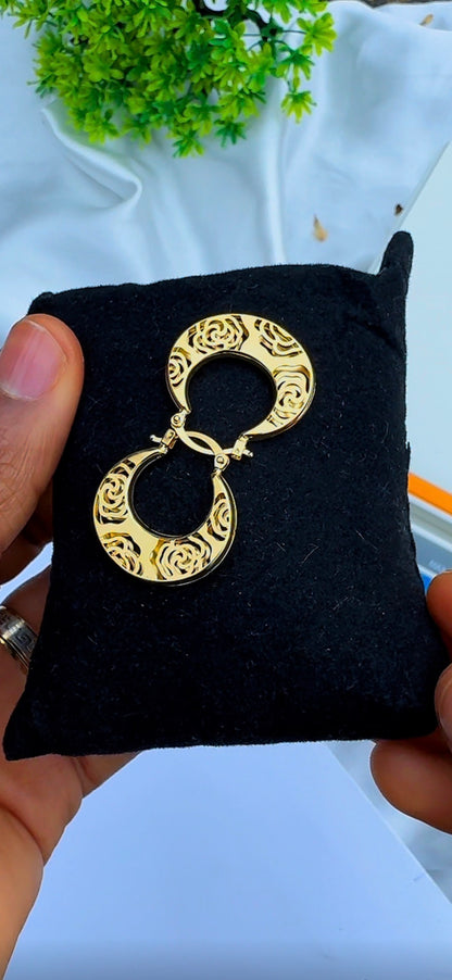 Diigad 18 Karat Solid Gold Hoop Earrings | Medium Hoops 22mm