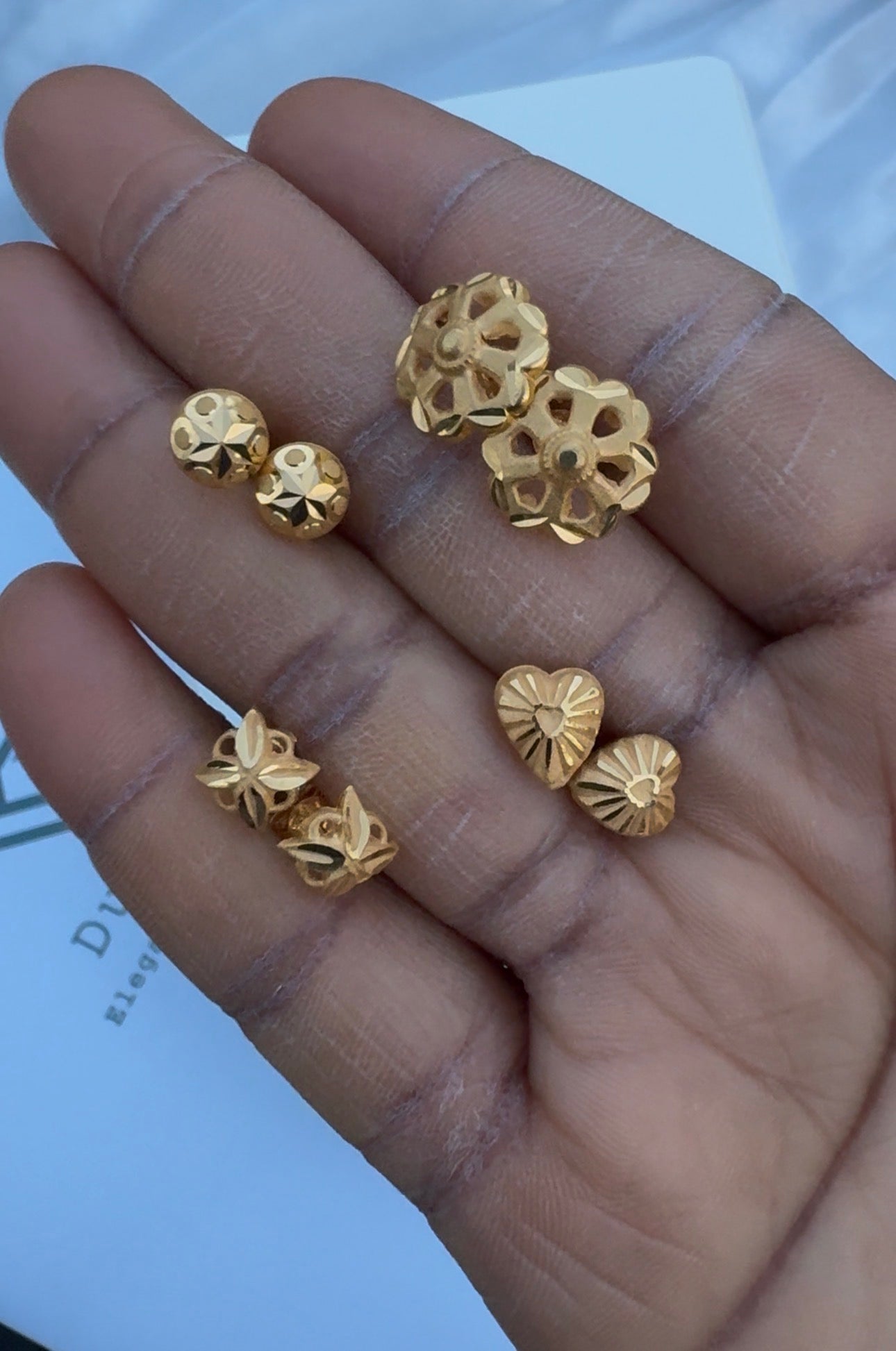 Diigab 21ct Real Gold Stud Earrings