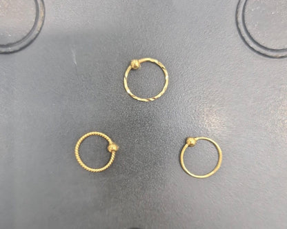 Denose 22 Karat Pure Gold Body Piercing Nose Ring