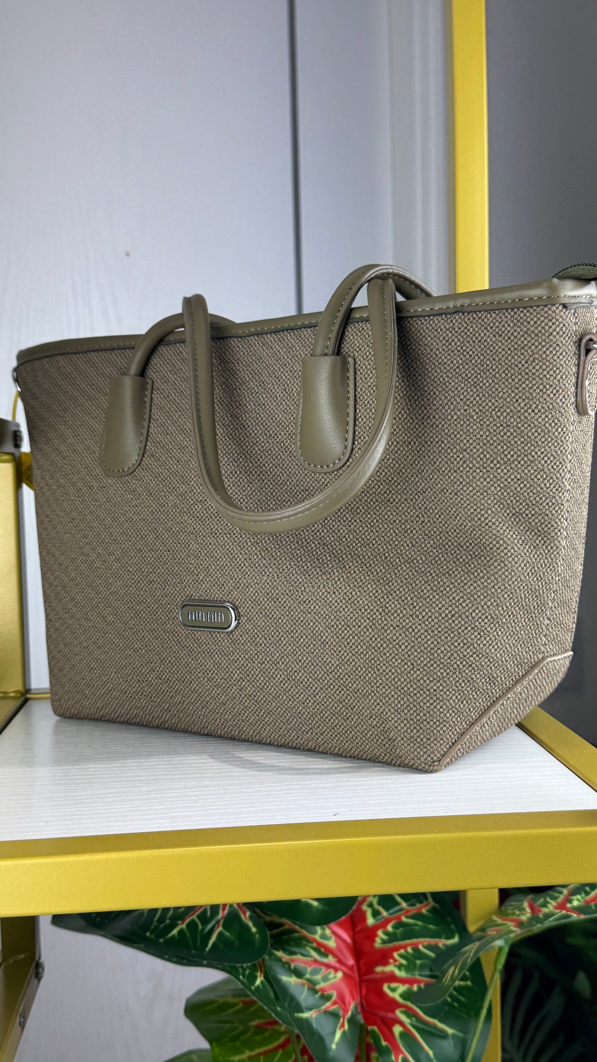 Olive Green Textured Fabric Tote Bag {Big} | LARYZ Everyday 012 | Big