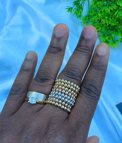 18ct Real Gold Stretchable Ball Rings | Shiny (Extra)