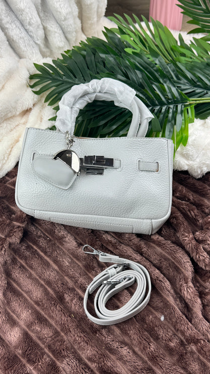 Women’s Light Grey Mini Kelly-Style Top-Handle Bag | LARYZ Everyday 045 | Small-Medium