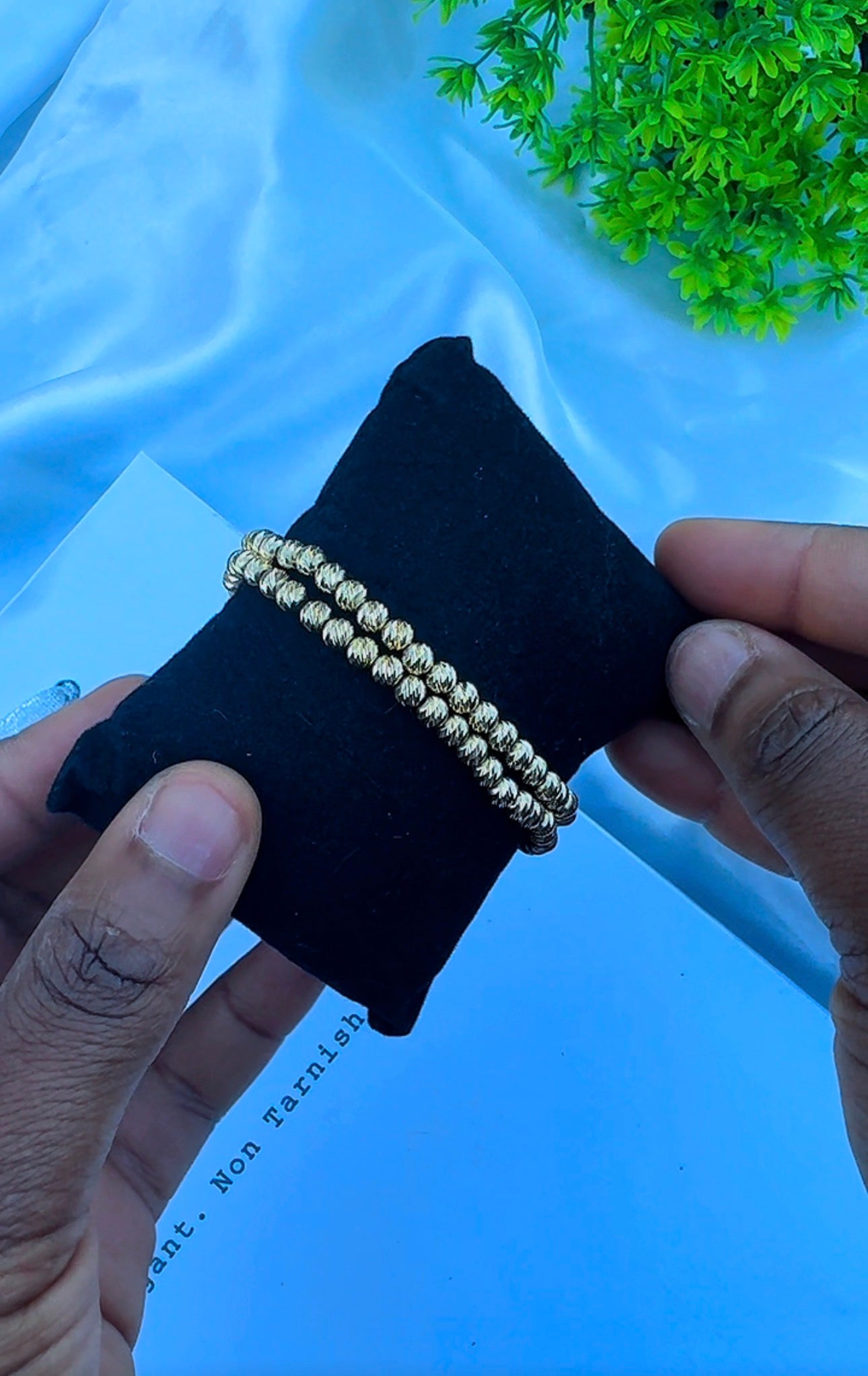 18ct Real Gold Diamond Cut Ball Bracelets | Stretchable Bangles