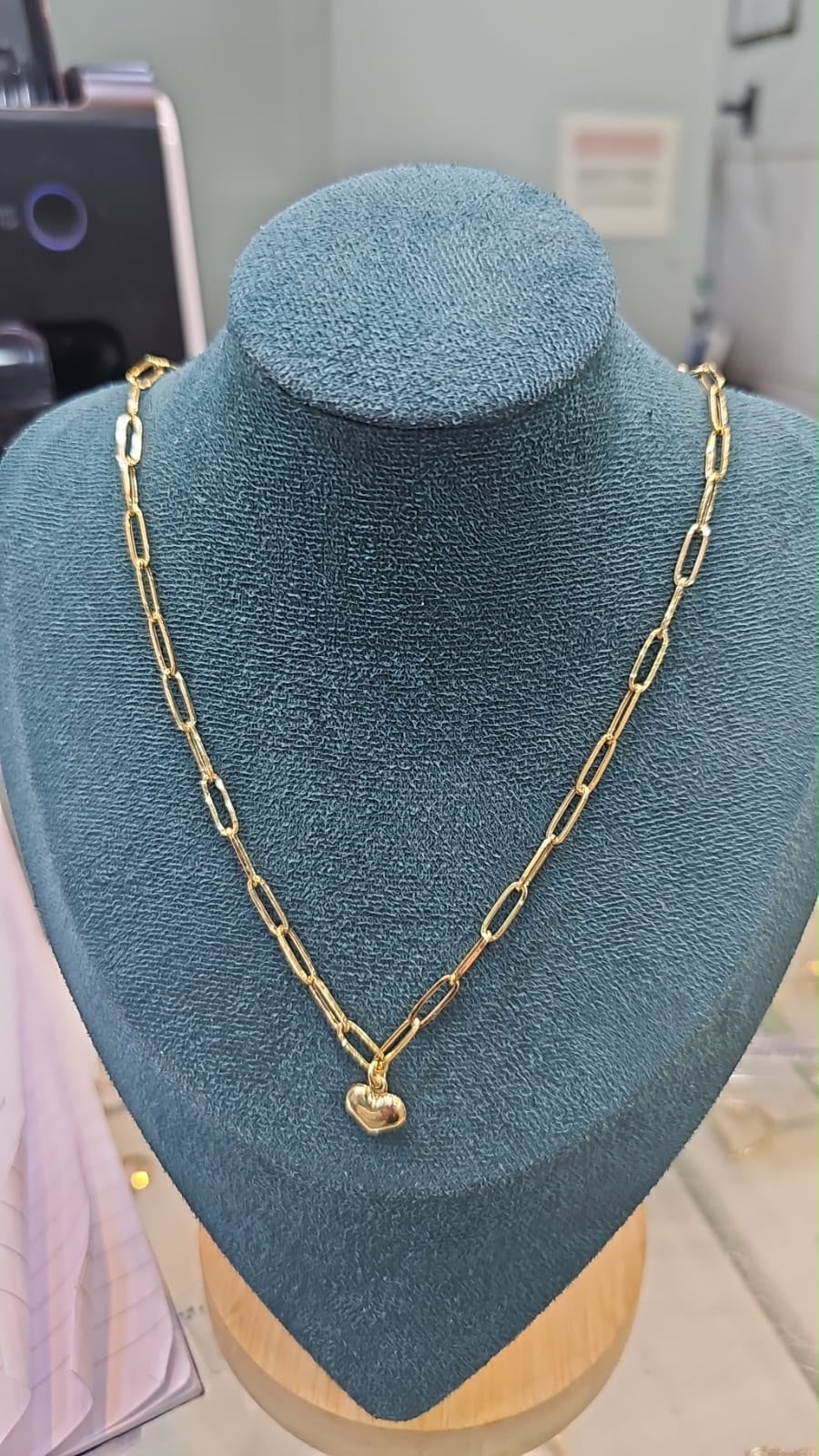 18ct Real Gold Paper Clip Heart Instant Chain Necklace- 3.7g | 18 Inches