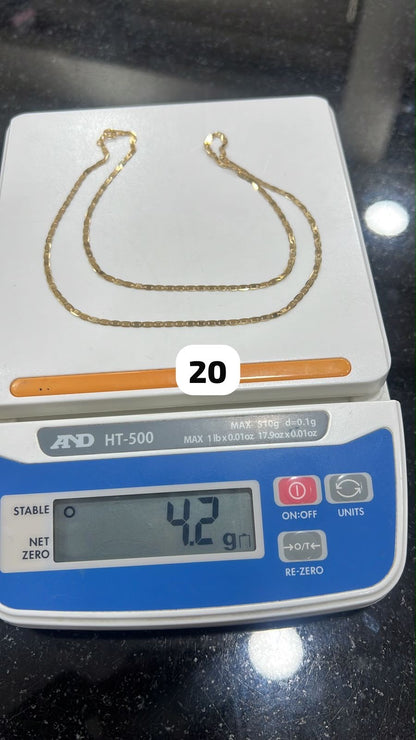 18K Solid Gold Blade Chain | 18”-3.8g | 20”-4.2g