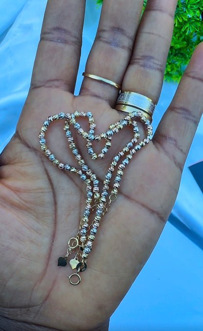 18K Solid Gold Diamond Cut Bracelets | 7.5 Inches