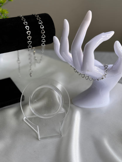 Doha Silver Stainless Steel Bracelet and Anklet Set