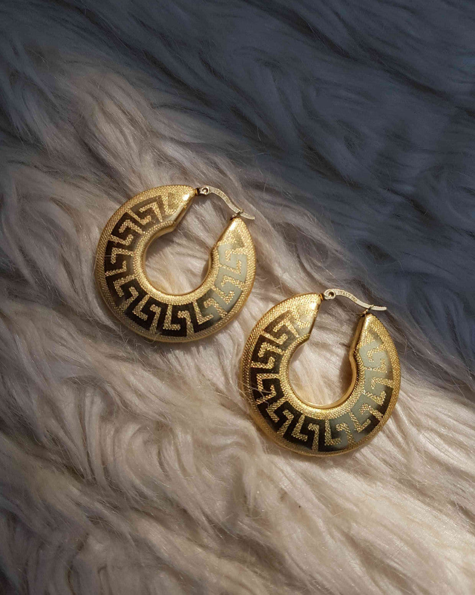 Dera Chunky Hoop Italian Gold Plated Earrings Non Tarnish Hypoallergenic