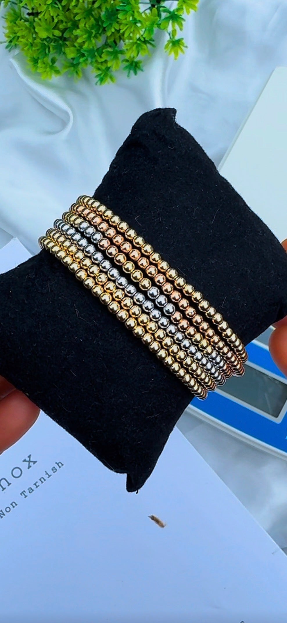 Defax 18K Real Gold Ball Bangles