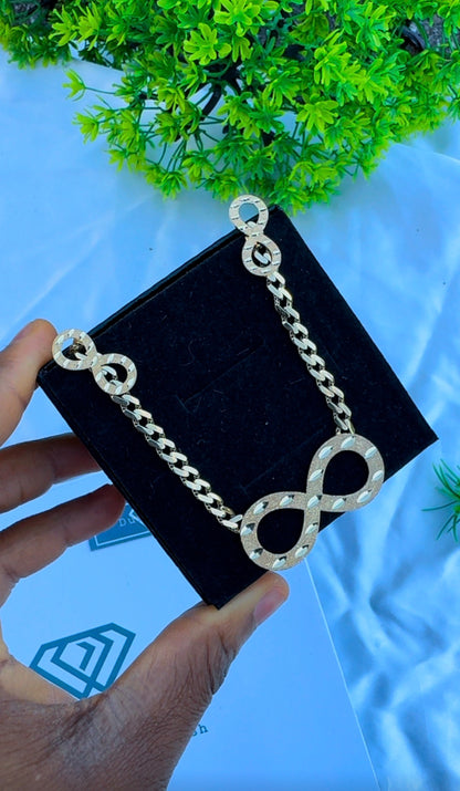 18K Solid Gold Infinity Cuban Chain Necklace - 9.6g