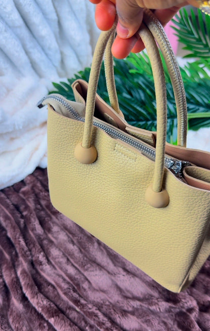 Women’s Beige Pebbled Leather Top-Handle Tote Bag | LARYZ Everyday - 039 | Medium