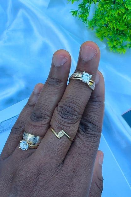 18ct Solid Gold Women Wedding Ring Set Size 7 | 5.3g | Engagement Ring