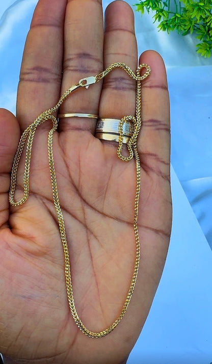 18K Solid Gold Franco Chain Necklace  | 18” - 24”