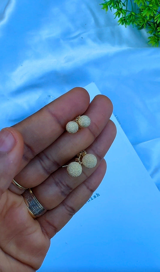 18K Solid Gold Brushed Stud Earrings | 1.5g & 2.1g