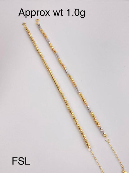 DefaJ 18 Karat Pure Gold Ball Bracelet 8inches