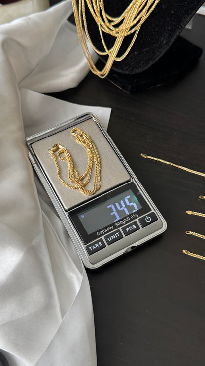 18K Solid Gold Franco Chain Necklace  | 18” - 24”