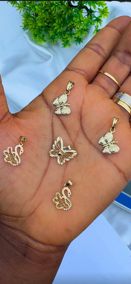 Deglaff 18 Karat Real Gold Chain Pendant (Butterfly)