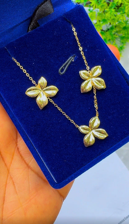 18ct Yellow Gold Floral Station Necklace (5.2g) | 17” + 1” (18 Inches)