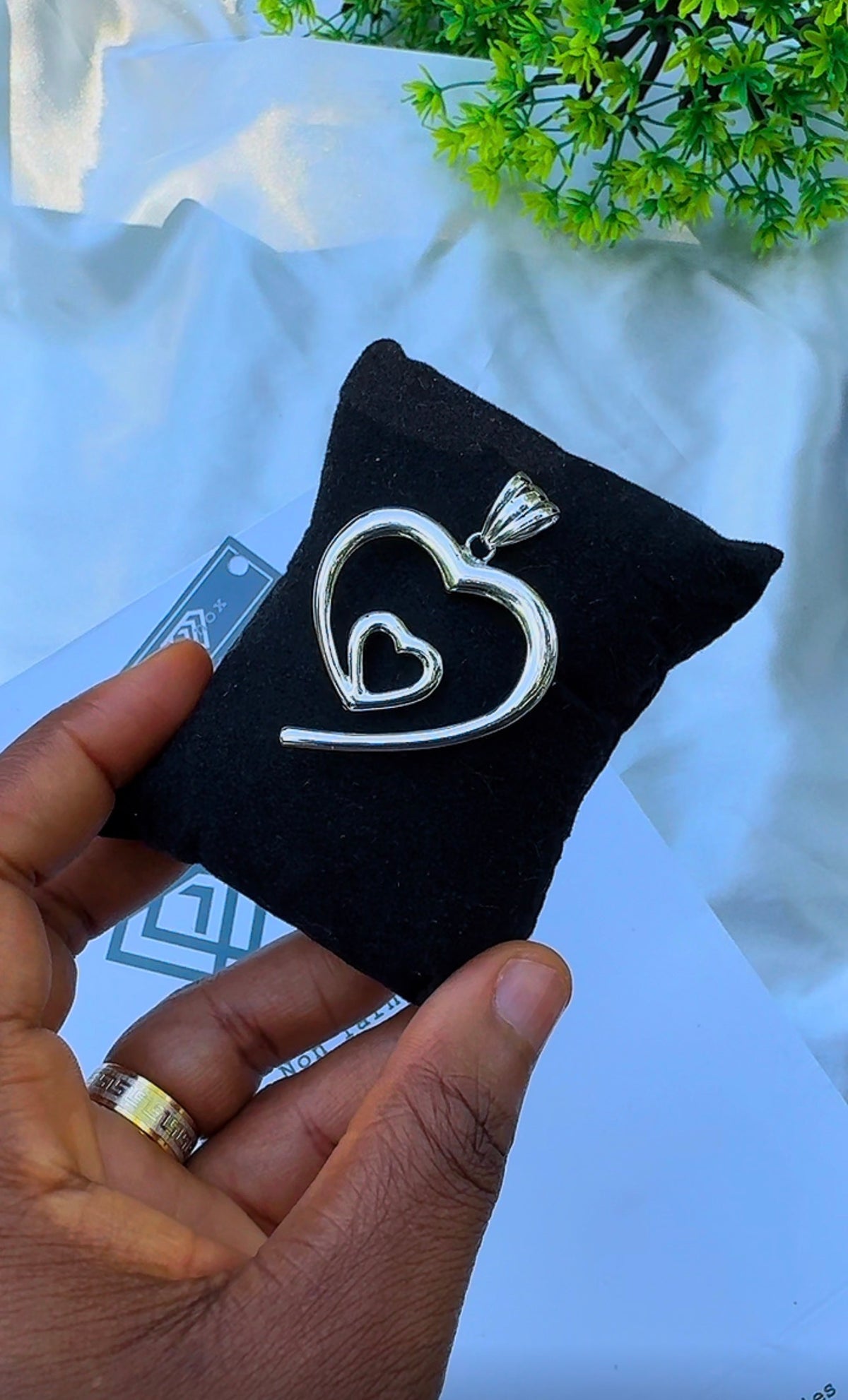 18K Solid Gold Double Heart Pendant (2.4g) | Open Heart-in-Heart Charm⁠ | Yellow & White Gold (Extra)