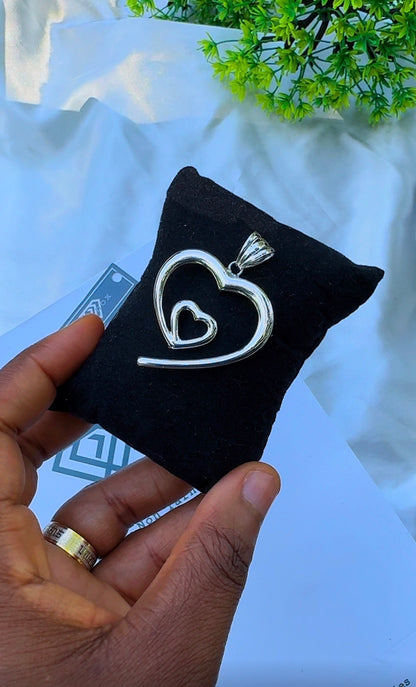 18K Solid Gold Double Heart Pendant (2.4g) | Open Heart-in-Heart Charm⁠ | Yellow & White Gold (Extra)