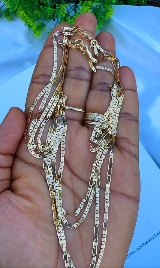 18K Solid Gold Blade Chain | 18”-3.8g | 20”-4.2g