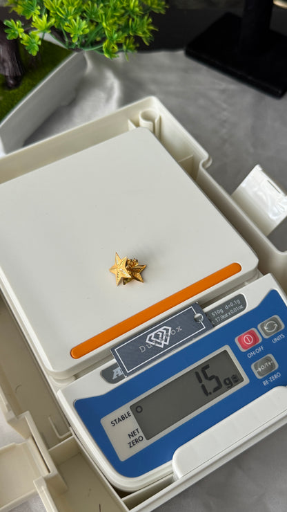 21K Solid Gold Star Half Moon & Dangle Stud Earrings | 1.4g - 2.8g