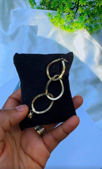18K Solid Gold Ribbed Earrings & Pendant Jewellery Set | 2.3g