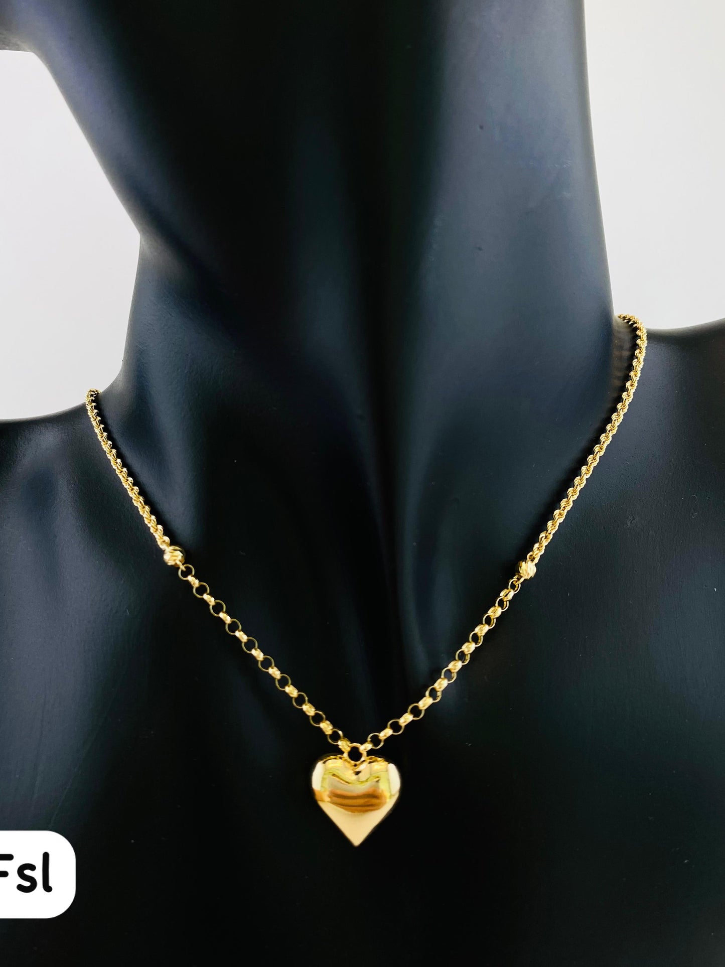 Deegab 18 Karat Pure Gold Instant Heart Chain Necklace 18 Inches