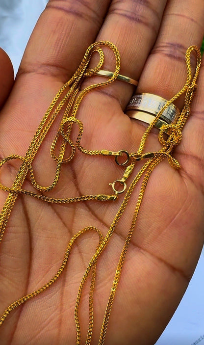 21 Karat Solid Gold Franco Chain Necklace | (18” - 3.6g) | (20” - 4.0g)