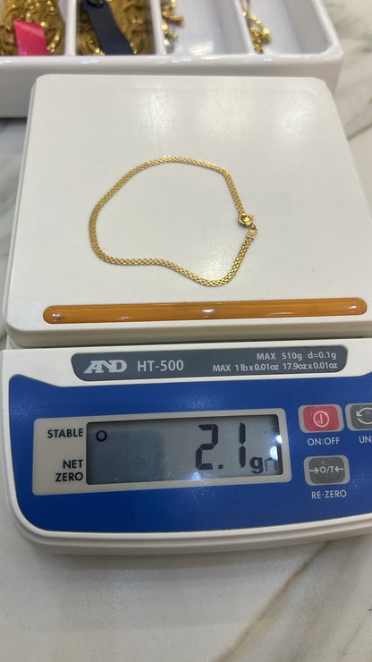 Diigac 18K Pure Gold Carpet Bracelets 7.5 Inches