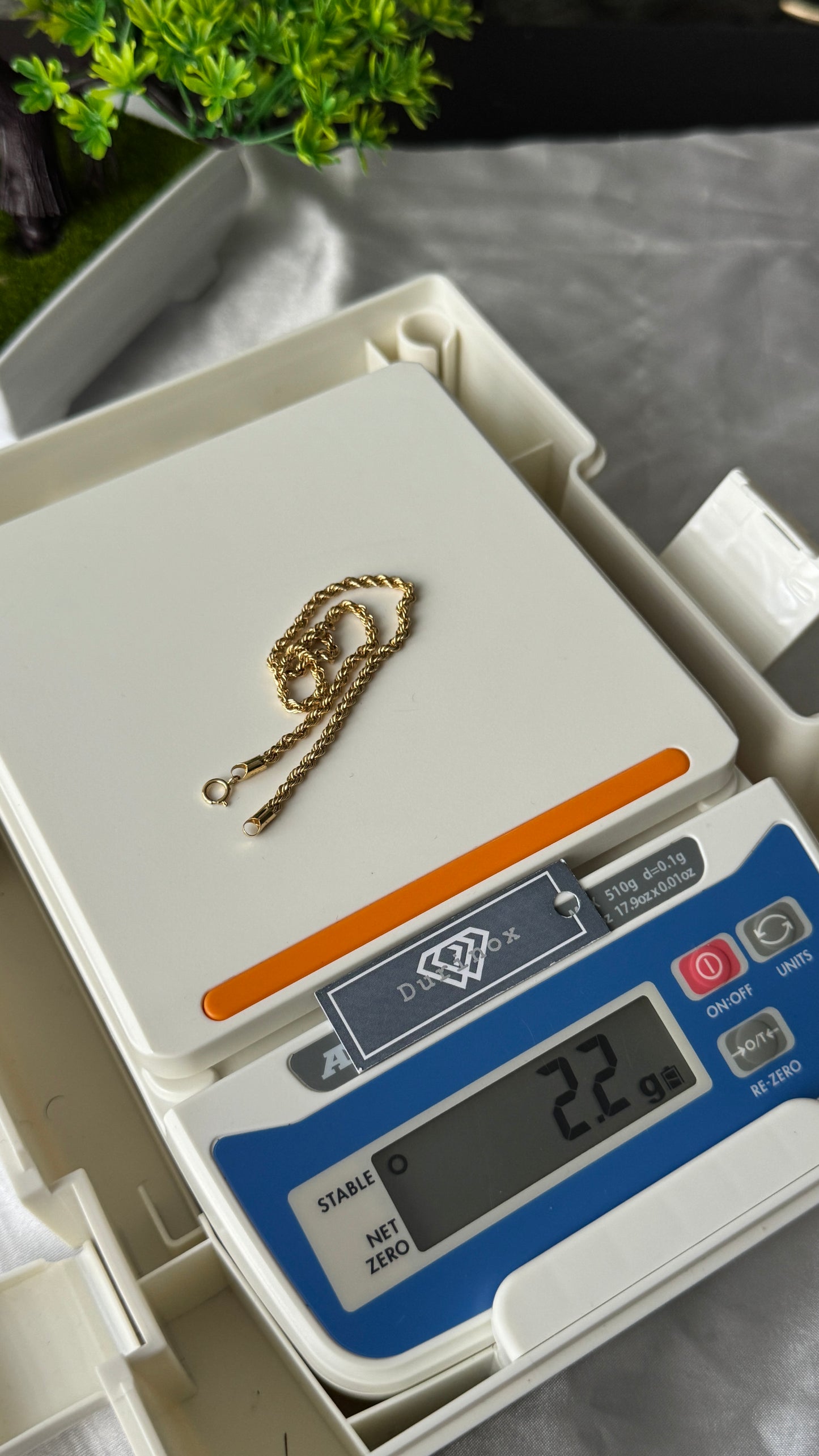 18K Solid Gold Rope Anklet – 2.2g | 10 Inches