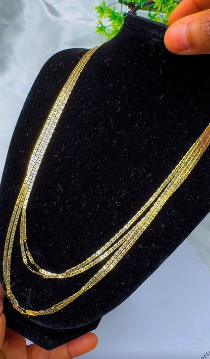 18K Solid Gold Blade Chain | 18”-3.8g | 20”-4.2g
