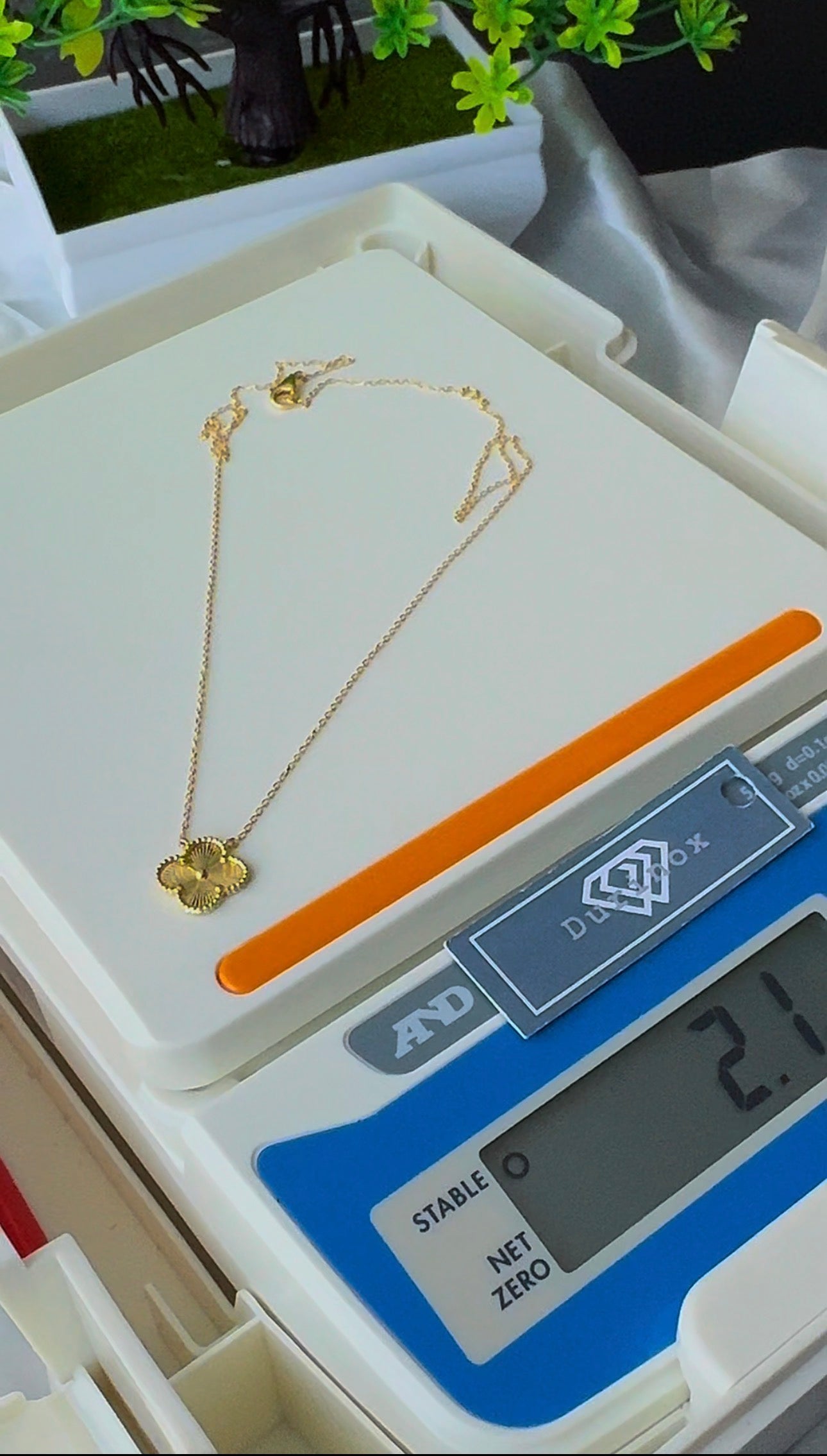 Degacc 18 Karat Solid Italian Gold Instant Chain Clover Necklace
