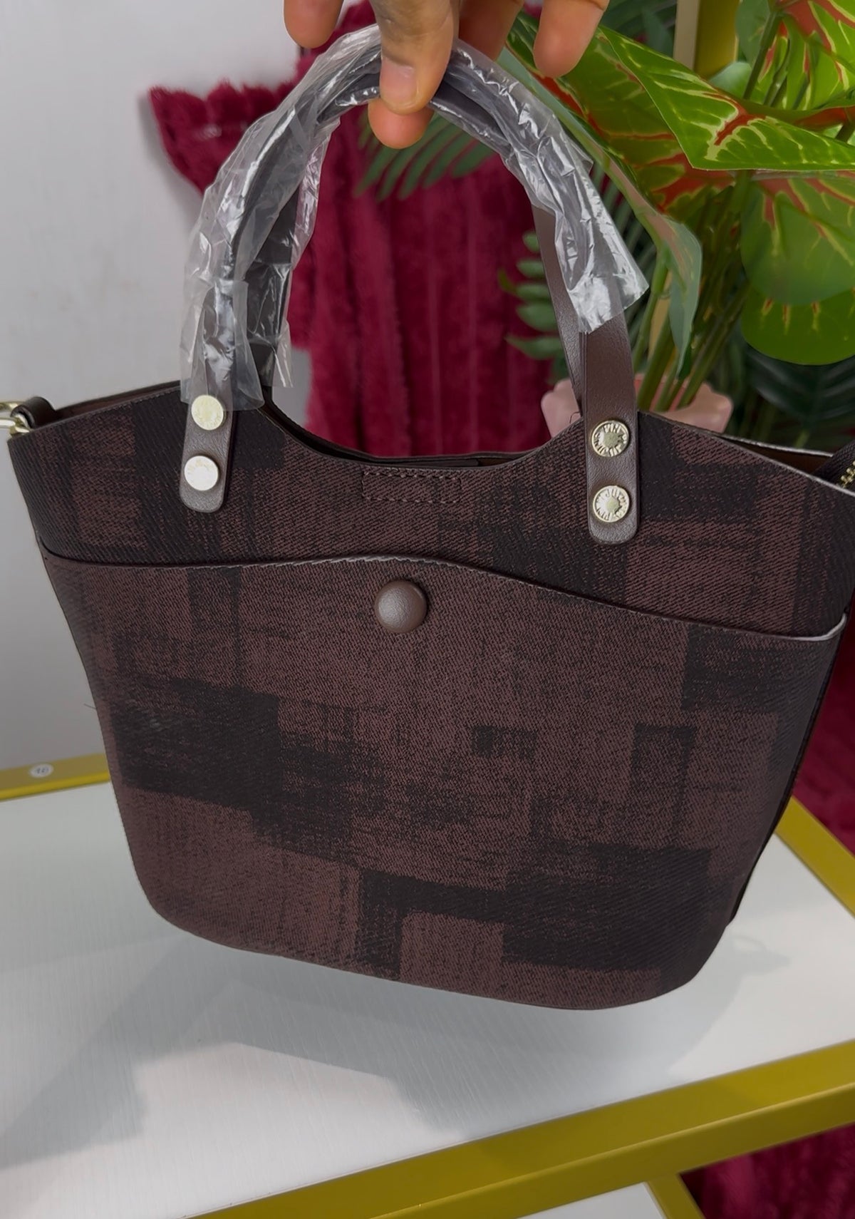 Brown Fabric Patch Handbag | LARYZ Everyday - 028 | Medium