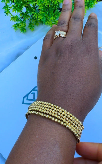 18K Solid Gold Stretchable Bangle (Shiny) | 0.9g & 1.3g | Small to Medium Wrists
